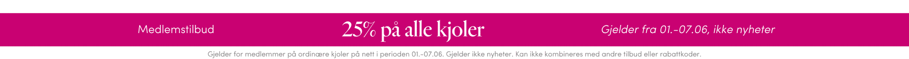 MEDLEMSTILBUD: 25% på alle kjoler fra 01.-07.06. 2026. Gjelder kun på nett, ikke nyheter | FLOYD.no