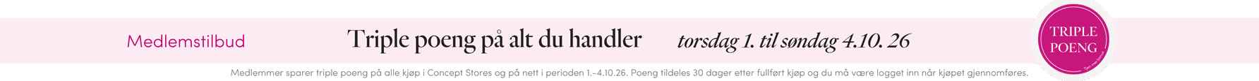 MEDLEMSTILBUD: Triple poeng på alt du handler MEDLEMSTILBUD: Triple poeng på alt du handler t.o.m. 4. oktober 2026 | FLOYD.no