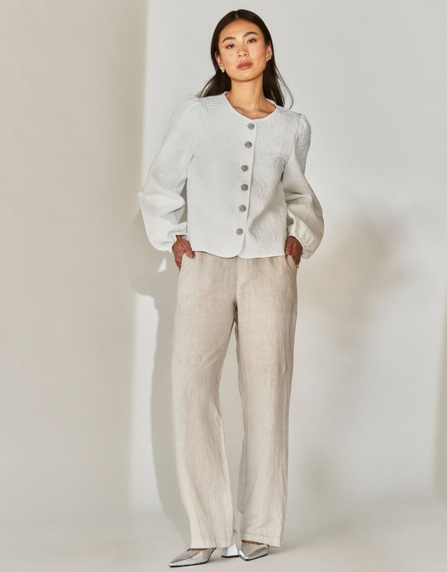Beige linbukse dame