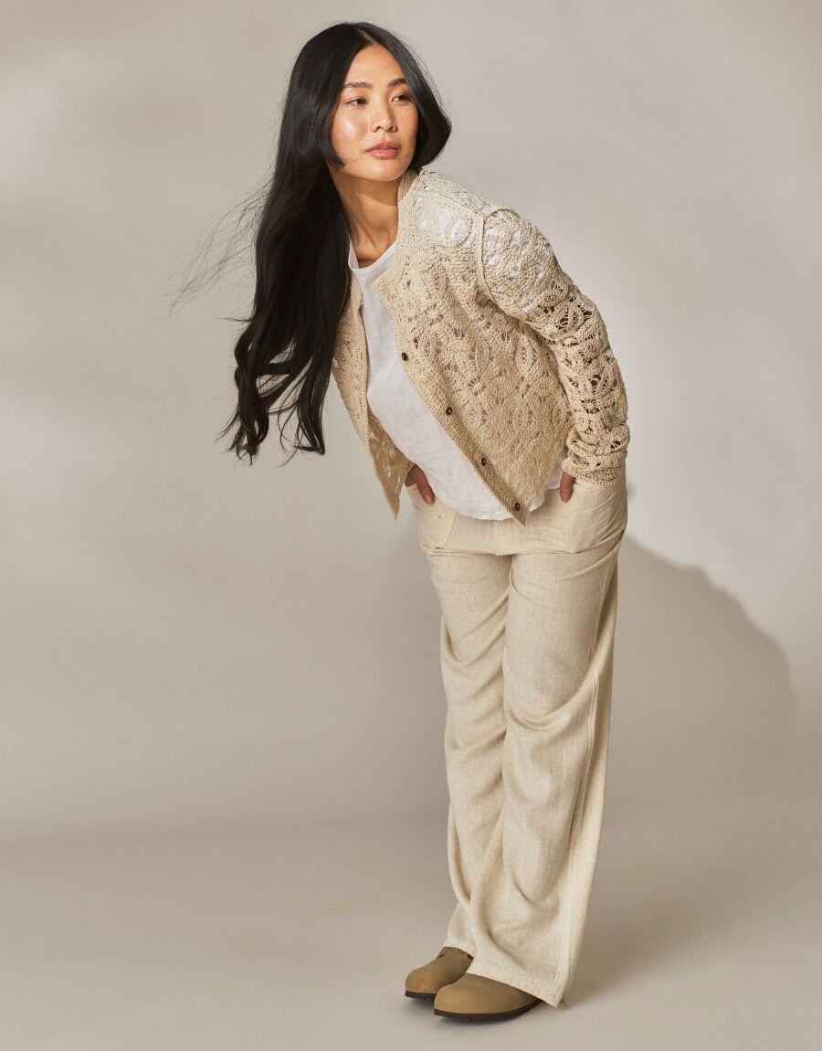 Beige linbukse dame