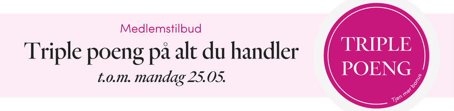 MEDLEMSTILBUD: Triple poeng på alt du handler MEDLEMSTILBUD: Triple poeng på alt du handler torsdag 21. til mandag 25. mai 2026 | FLOYD.no
