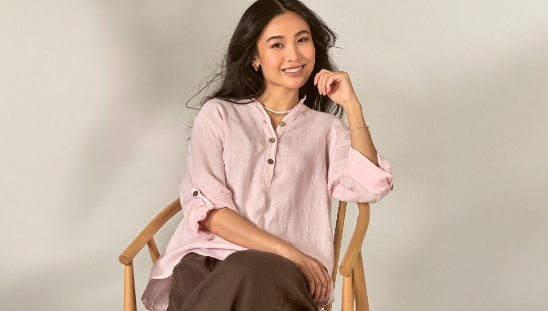 Linbluse Erica i søt light pink farge | FLOYD.no