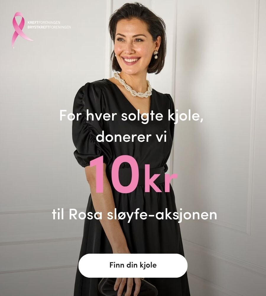 For hver solgte kjole donerer vi 10,- til Rosa sløyfe-aksjonen For hver solgte kjole donerer vi 10,- til Rosa sløyfe-aksjonen | FLOYD.no